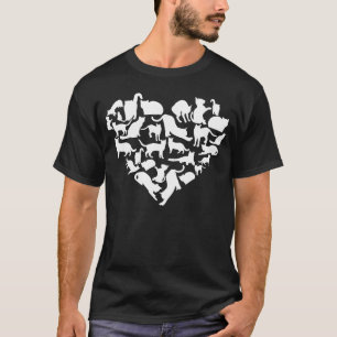 Camiseta Presente de roupa para gatos de coração branco par