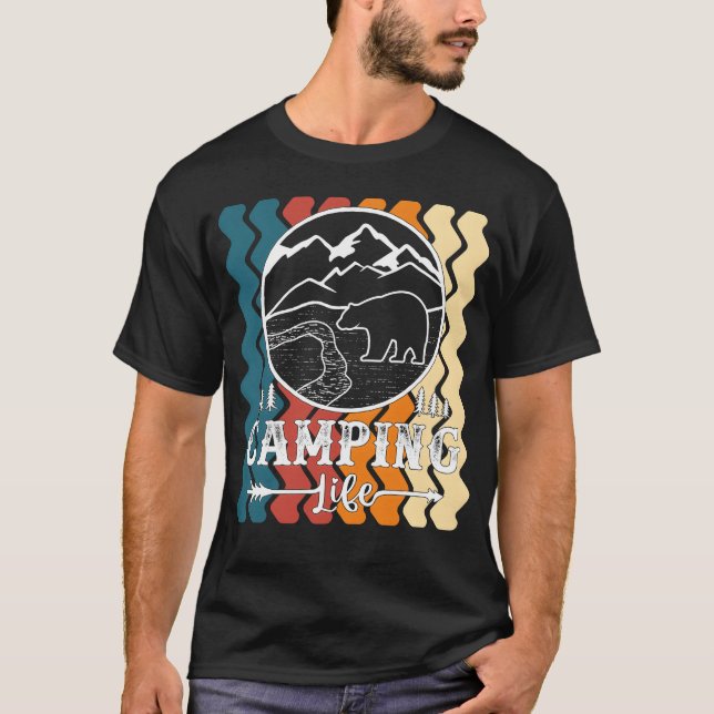 Camiseta Presente de roupa retrô Camping Life (Frente)