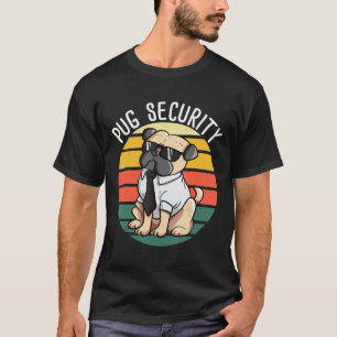 Camiseta Presente de Segurança Pessoal Pug Retro Angustiado