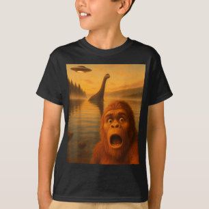Camiseta Presente de selfie de Pé Grande com alienígena OVN