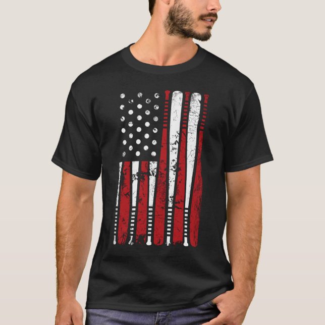 Camiseta Presente de Sinalizador Americano de Bat Bat Baseb (Frente)