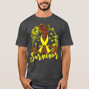 Camiseta Presente de Sobrevivência Negra de Cancer Sarcoma