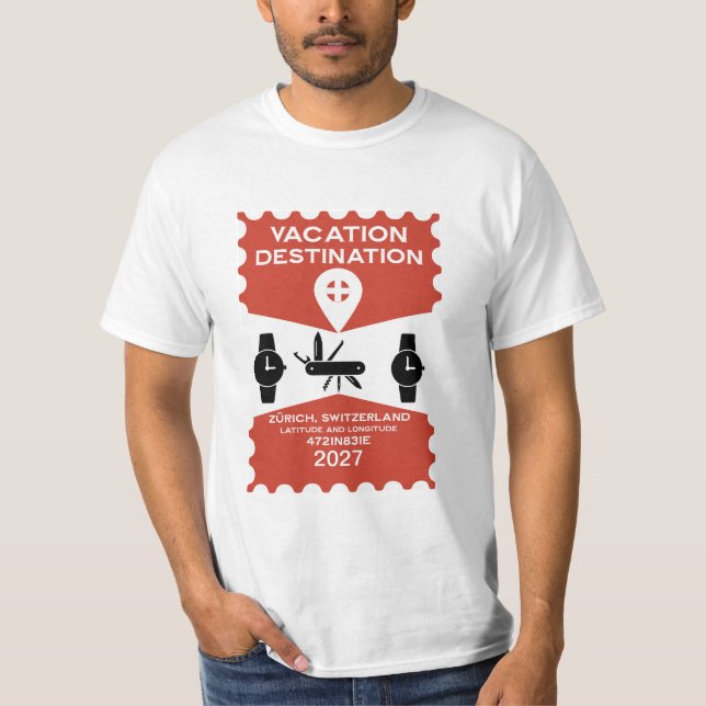 Camiseta Presente de Suiça de Destino (Frente)