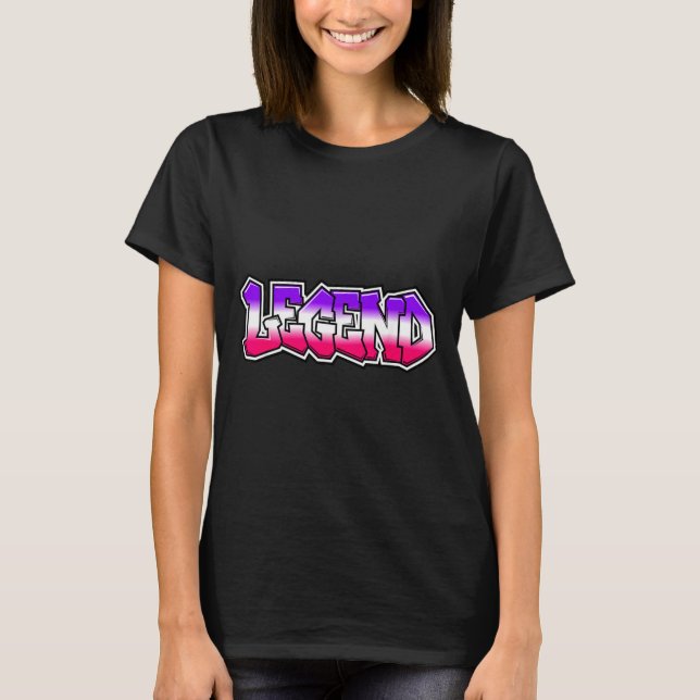 Camiseta Presente de texto de slogan de grafite lendário le (Frente)