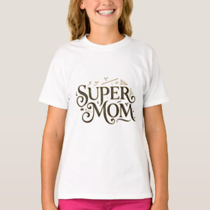 Camiseta Presente de Tipografia Ornamentada Super Mãe Doura
