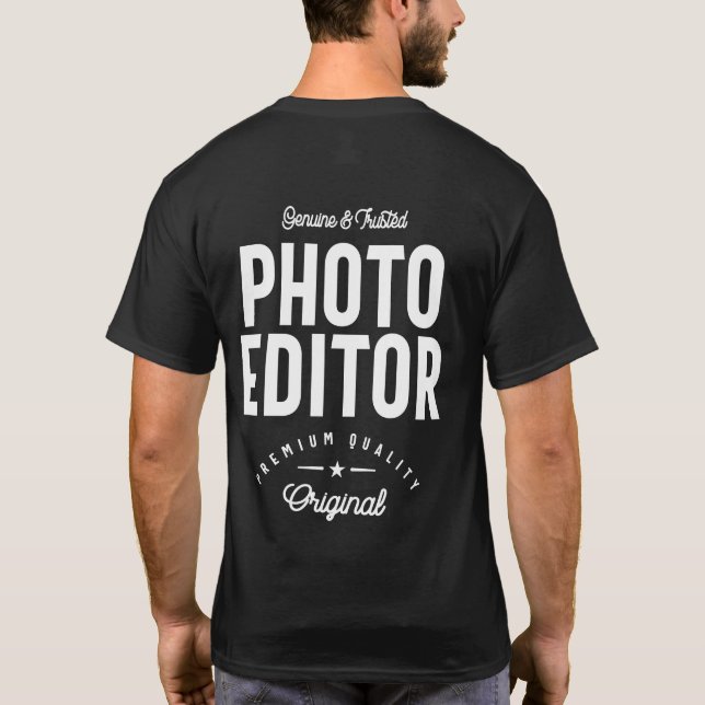 Camiseta Presente de Título de Trabalho do Editor de Fotogr (Verso)