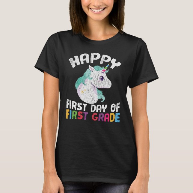 Camiseta Presente de Unicórnio para o Primeiro Dia de Aula  (Frente)