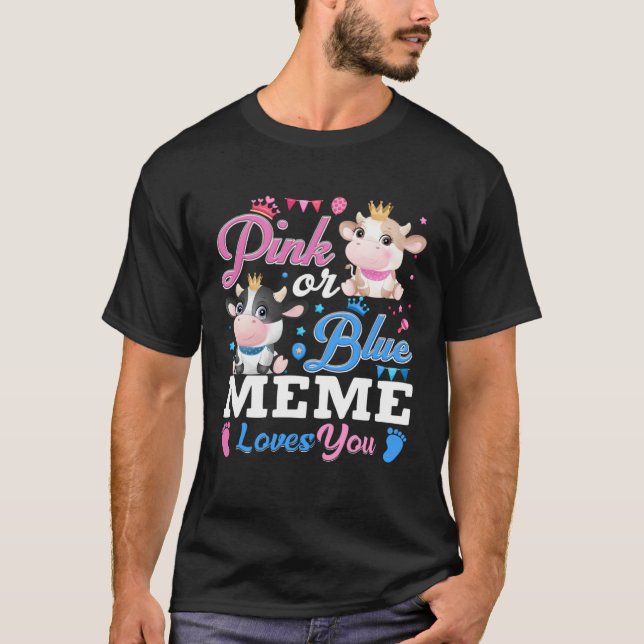 Camiseta Presente de Vaca de Gênero de Bebê Ama Meme Rosa o (Frente)