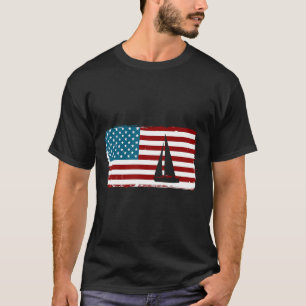 Camiseta Presente de velejar com bandeira americana fofa