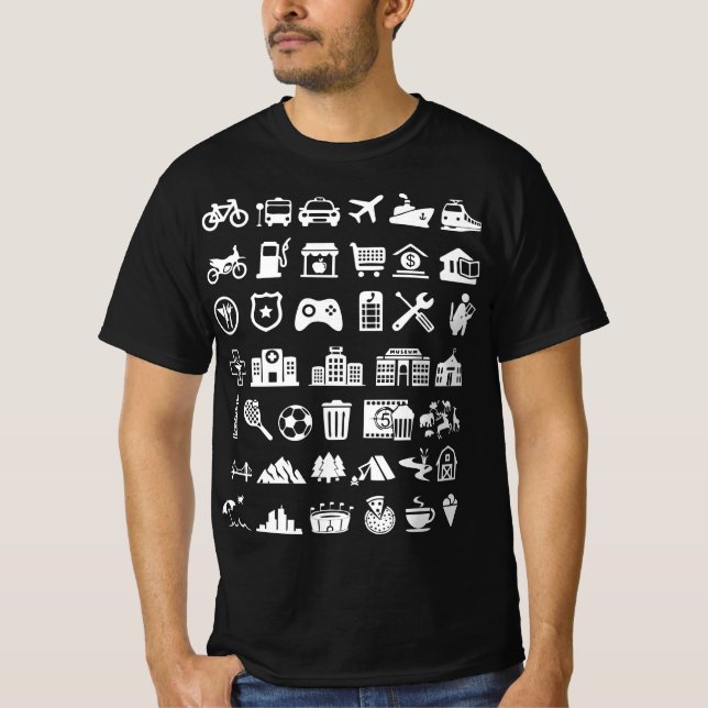 CAMISETA PRESENTE DE VIAGEM DE 40 ÍCONES (Frente)