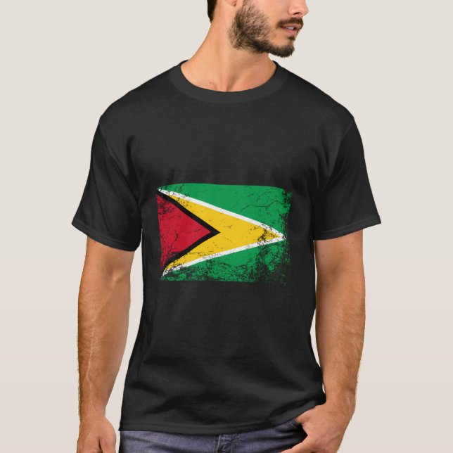 Camiseta Presente de Vintage, Bandeira Nacional da Guiana (Frente)