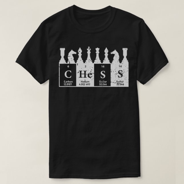 Camiseta Presente de Xadrez de Elementos de Mesa Periódicos (Frente do Design)