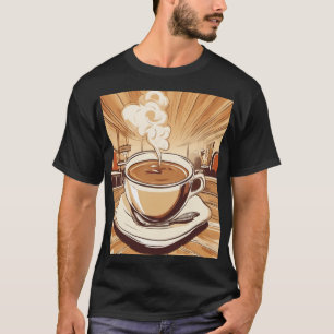 Camiseta Presente de Xícara Fumegante de Diner Retro para A