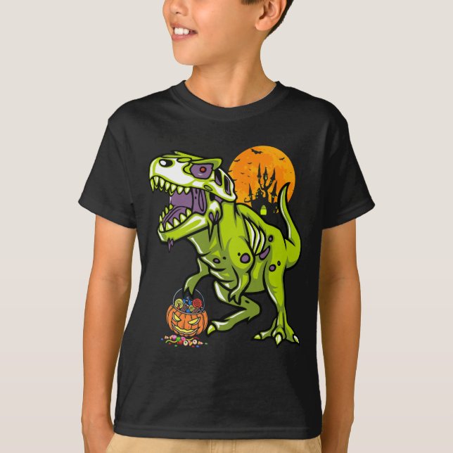 Camiseta Presente de Zombie Dinossauro de Halloween para Me (Frente)