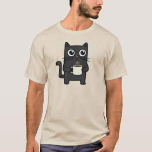 Camiseta Presente Divertido Amante de Gato Preto Fofo Beben
