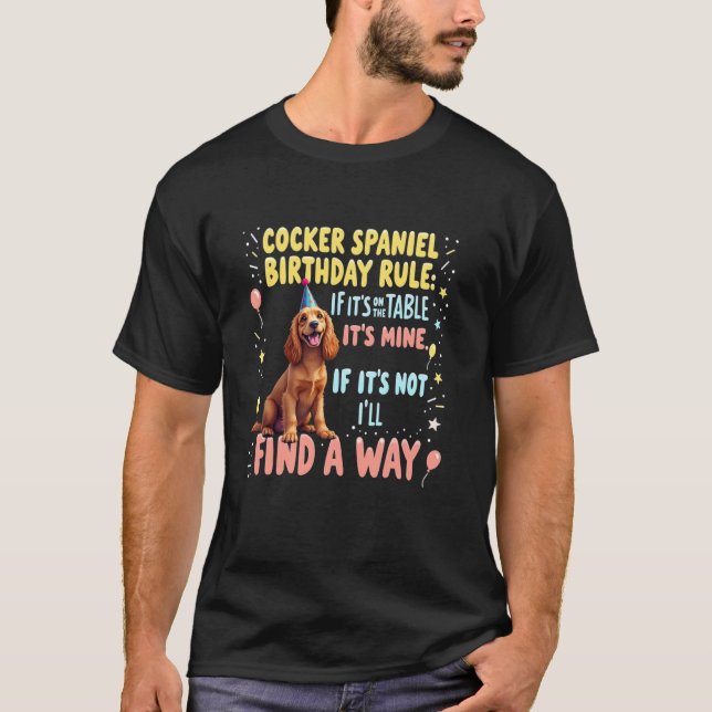 Camiseta Presente Divertido de Aniversário Cocker Spaniel C (Frente)