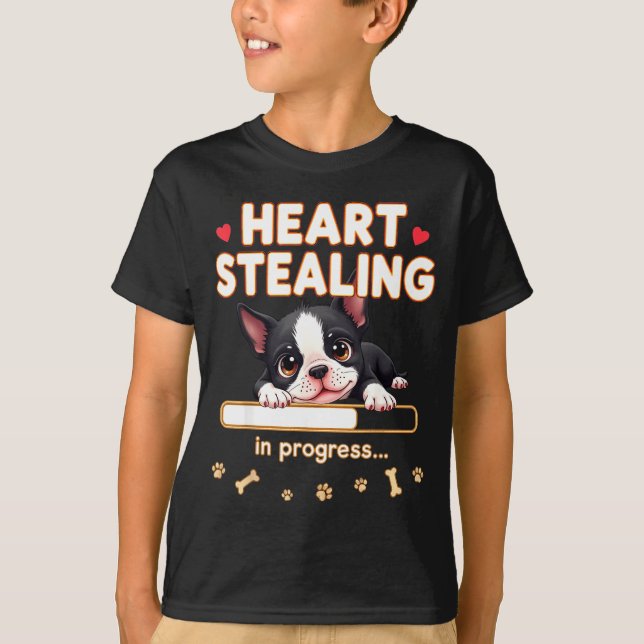 Camiseta Presente Divertido de Cachorro Boston Terrier Bost (Frente)