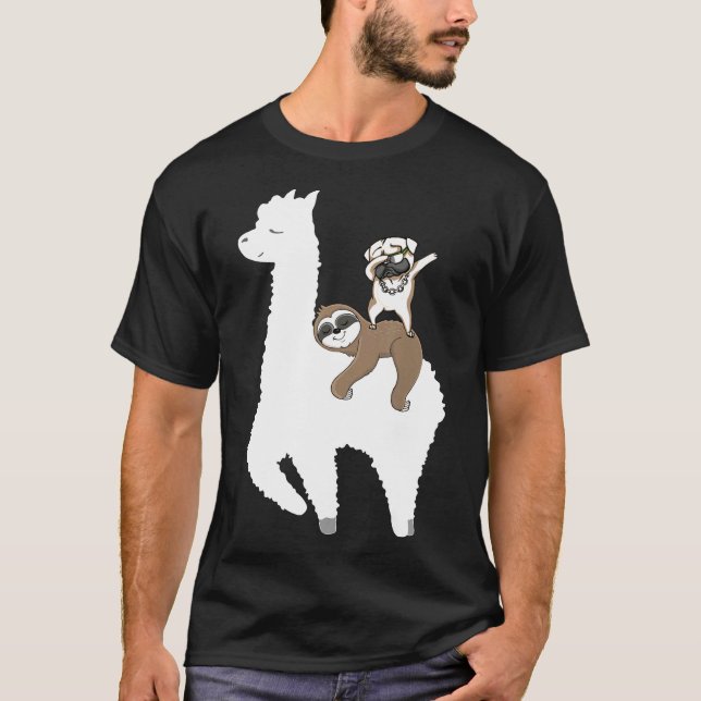 Camiseta Presente Divertido De Dança Dabbing De Llama Sloth (Frente)