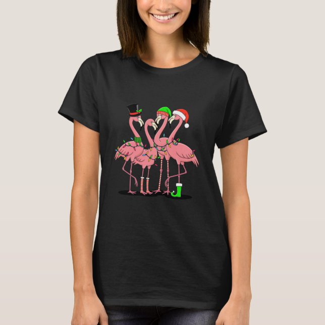 Camiseta Presente Divertido de Natal de Flamingo para Amant (Frente)