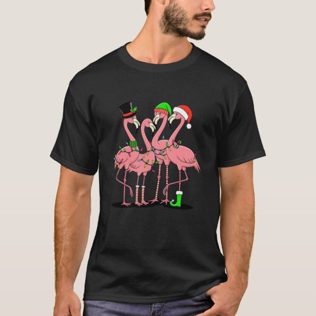Camiseta Presente Divertido de Natal de Flamingo para Amant (Frente)