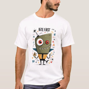Camiseta Presente Divertido de Tubarão Alien Caótico Primei