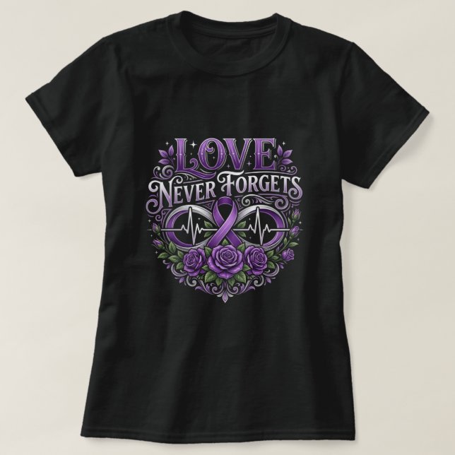 Camiseta Presente do Alzheimer Infinito Amor Nunca Esquece (Frente do Design)