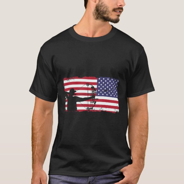 Camiseta Presente do arco caçador do navio americano Flag A (Frente)