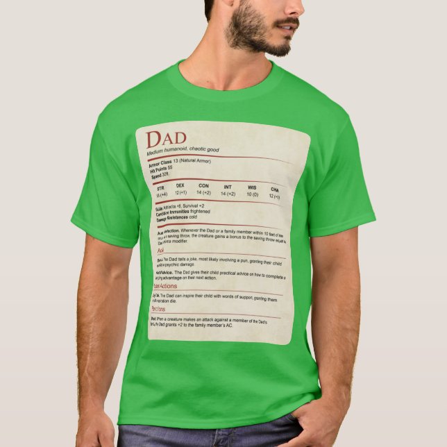 Camiseta Presente do bloco de estatísticas do pai DD (Frente)