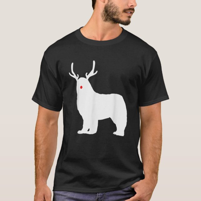 Camiseta Presente do cão Newfie Rena da Terra Nova do Natal (Frente)