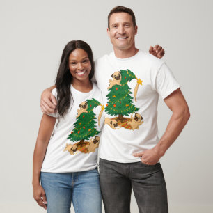 Camiseta Presente do Caos da Árvore de Natal do Pug Engraça