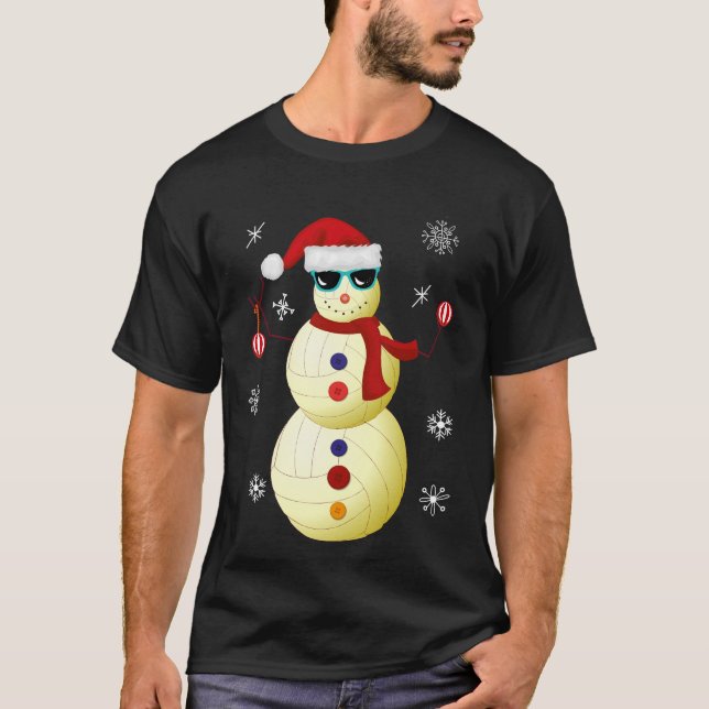 Camiseta Presente do chapéu do papai noel do boneco de neve (Frente)