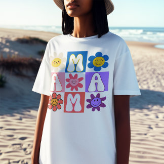 Camiseta Presente do Dia das Mães Floral Retro MAMA Daisy