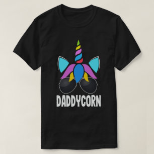 Camiseta Presente do Dia dos Pais Daddycorn Funny Unicorn P