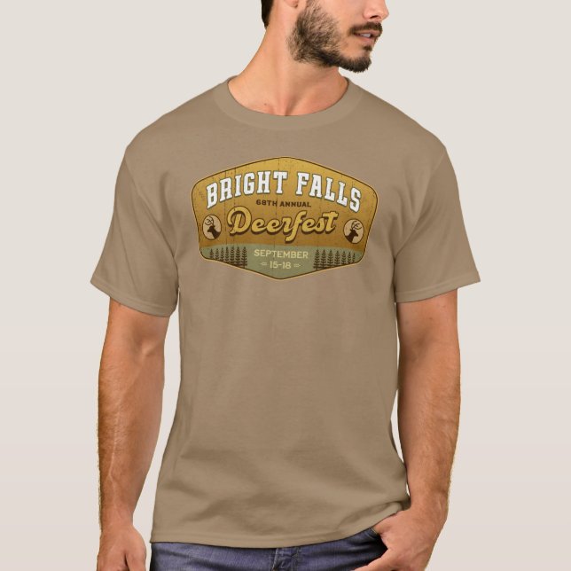 Camiseta Presente do emblema de Deerfest Bright Falls (Frente)