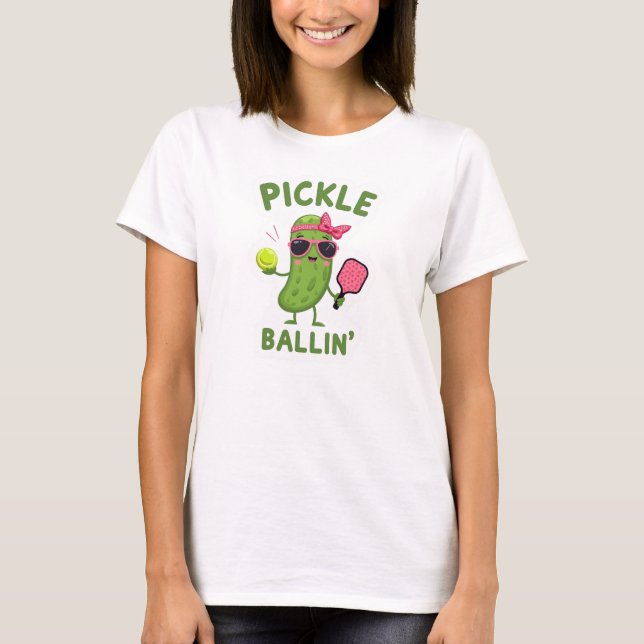 Camiseta Presente do Jogador de Pickleball - "Pickle Ballin (Frente)