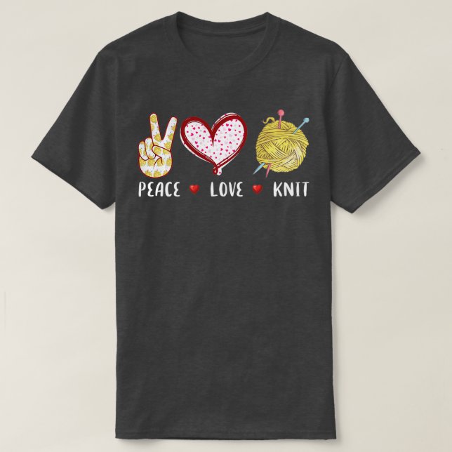 Camiseta Presente do Knit de amor pela paz para mulheres me (Frente do Design)