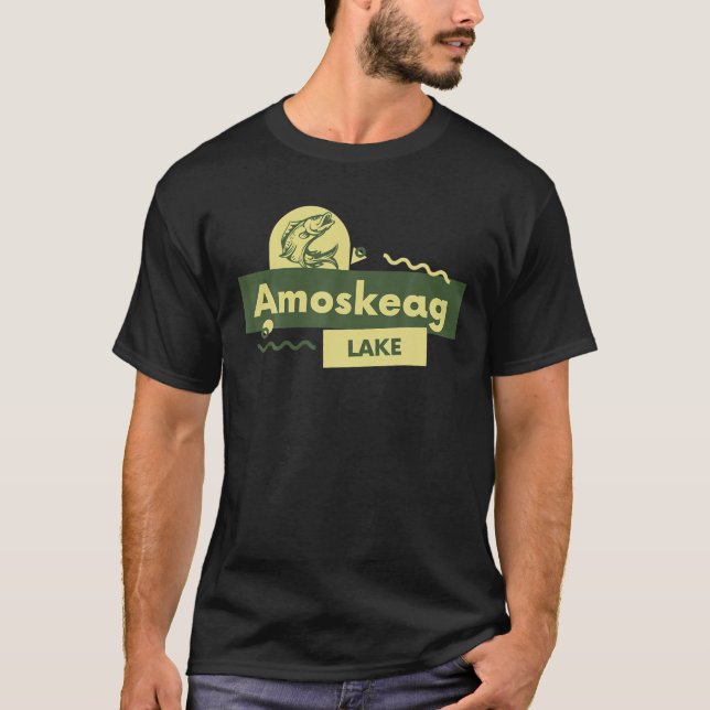 Camiseta Presente Do Lago Amoskeag Para A Pesca Da Superfíc (Frente)