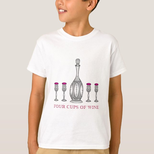CAMISETA PRESENTE DO PASSOVER PESACH QUATRO COPOS DO VINHO (Frente)