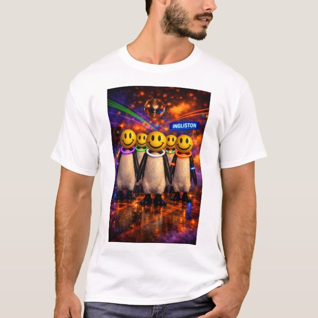 Camiseta Presente do Raver de Edimburgo Desfile de Pinguim  (Frente)