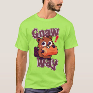 Camiseta Presente Engraçado com Castor Fofo Roendo Tronco