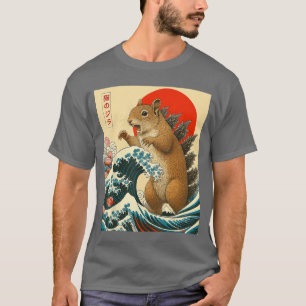 Camiseta Presente engraçado de arte japonesa de esquilo Squ