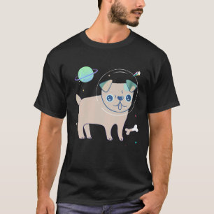 Camiseta Presente Engraçado de Bibliotecário Pug Espaço Lei
