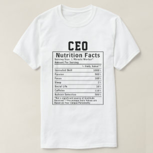 Camiseta Presente engraçado de fatos nutricionais do CEO pa