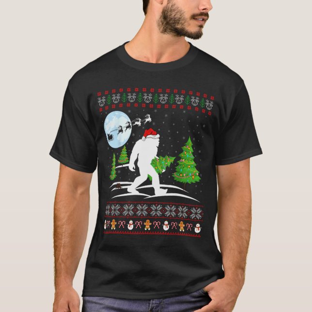 Camiseta Presente engraçado de Natal do Pé Grande com chapé (Frente)