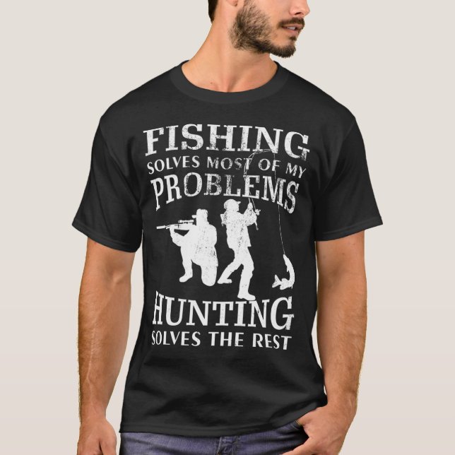Camiseta Presente Engraçado de Pesca Caça para Caçadores e  (Frente)