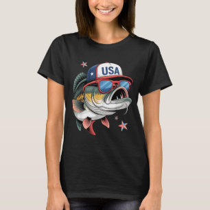 Camiseta Presente engraçado de pesca e pescador Bandeira Am