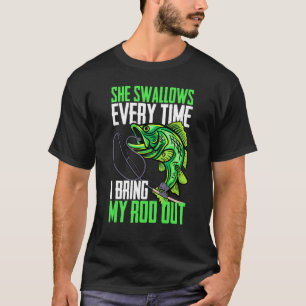 Camiseta Presente Engraçado de Pesca para Homens Legal Ela