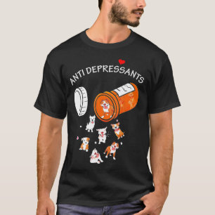 Camiseta Presente engraçado do cão Pitbull antidepressivo a