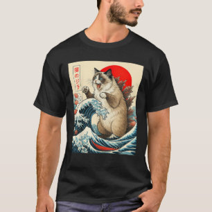 Camiseta Presente engraçado do gato da arte japonesa do gat