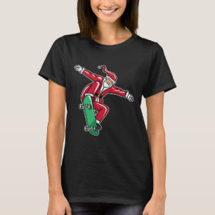 Camiseta Presente engraçado do Papai Noel de skate no Natal